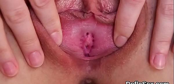  Steamy cutie finger fucks slim twat until she is having orgasm